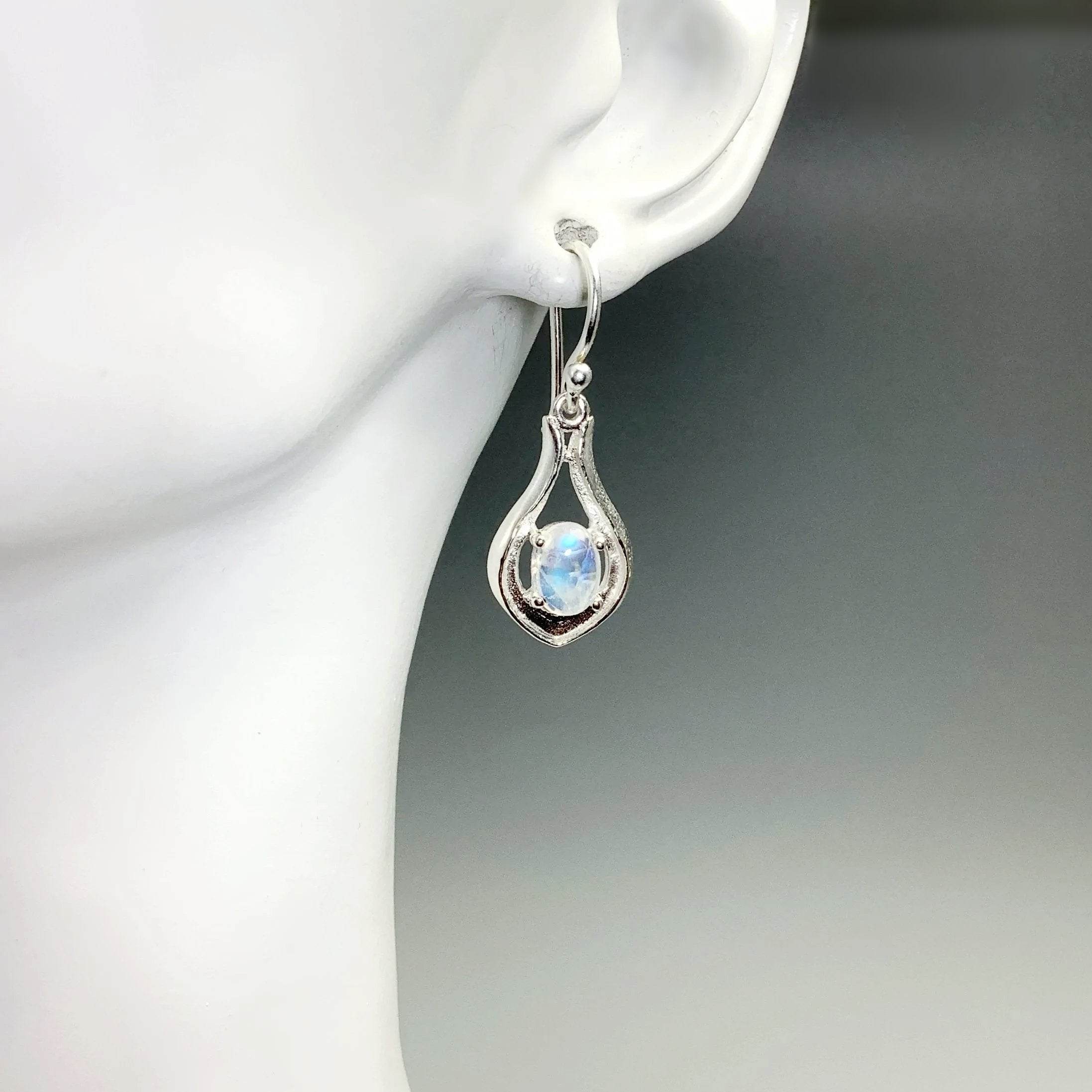 Rainbow Moonstone Dangle Earrings - Rocks and Gems Canada
