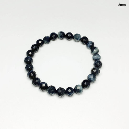 Blue Tiger Eye Faceted Beaded Bracelet - Rocks and Gems Canada