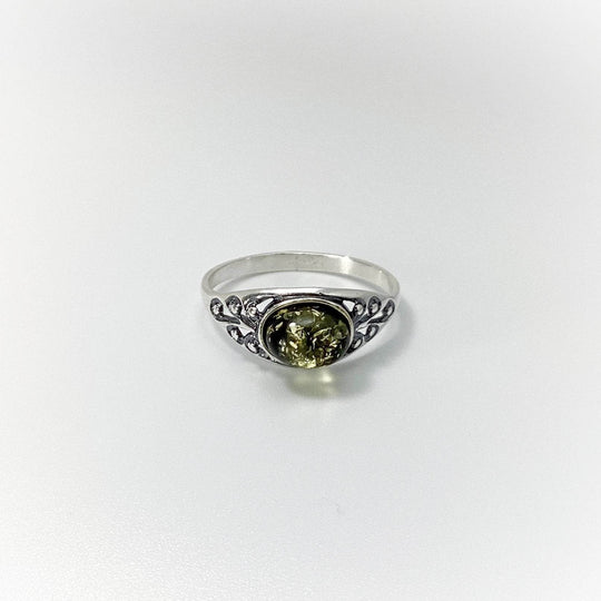 Green Amber Ring - Rocks and Gems Canada