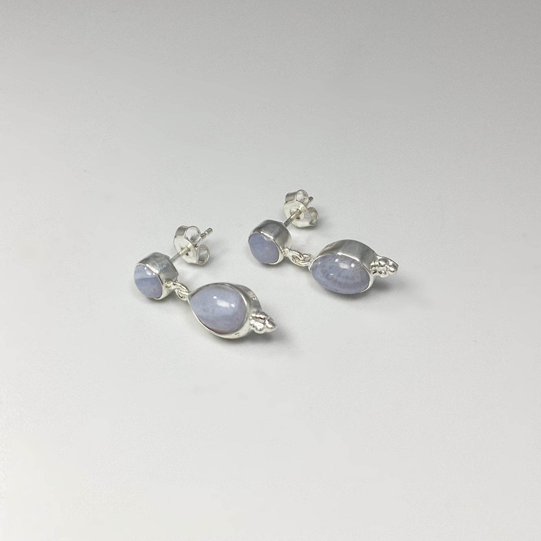 Blue Lace Agate Stud Earrings - Rocks and Gems Canada