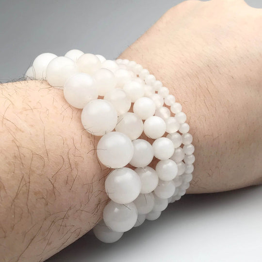 Milky Jade Beaded Bracelet - Rocks and Gems Canada