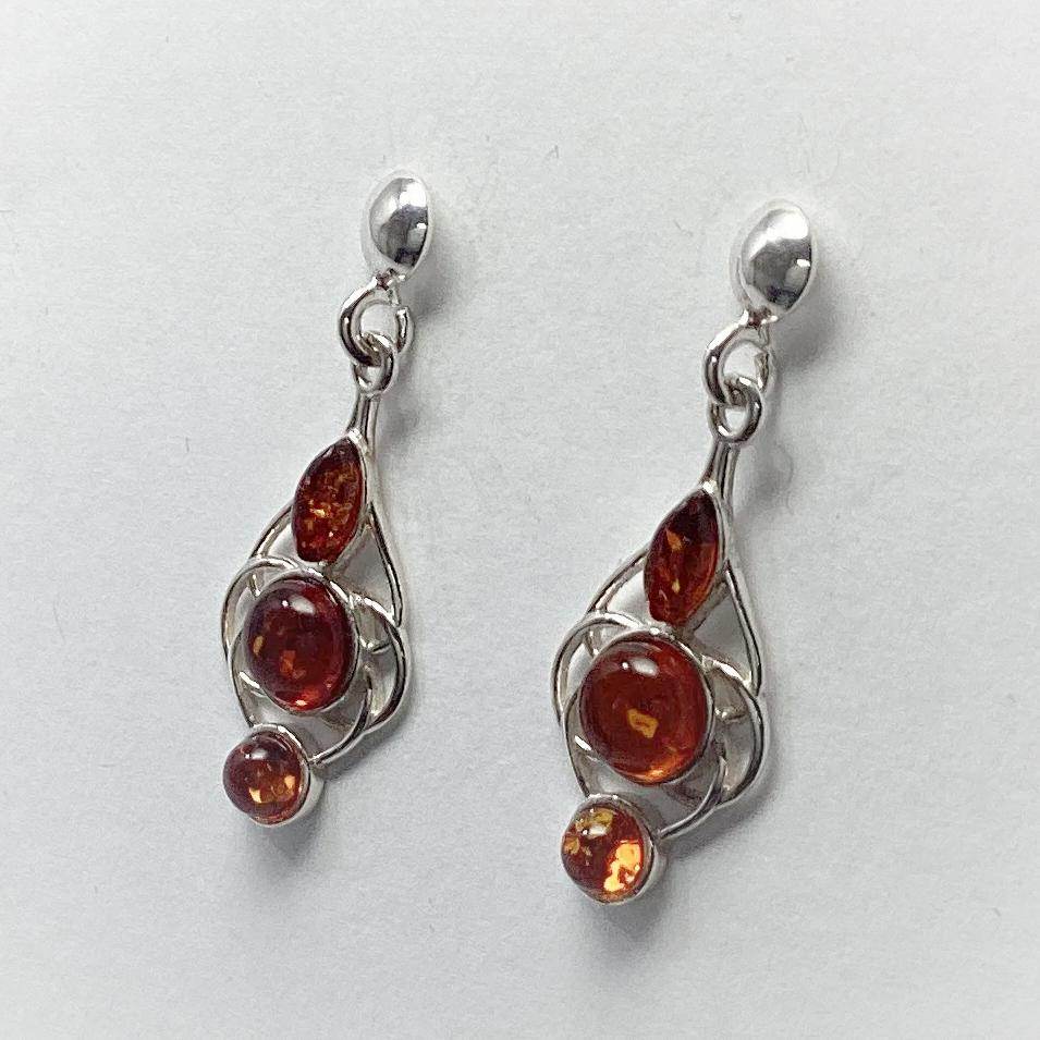 Cognac Amber Stud Earrings - Rocks and Gems Canada