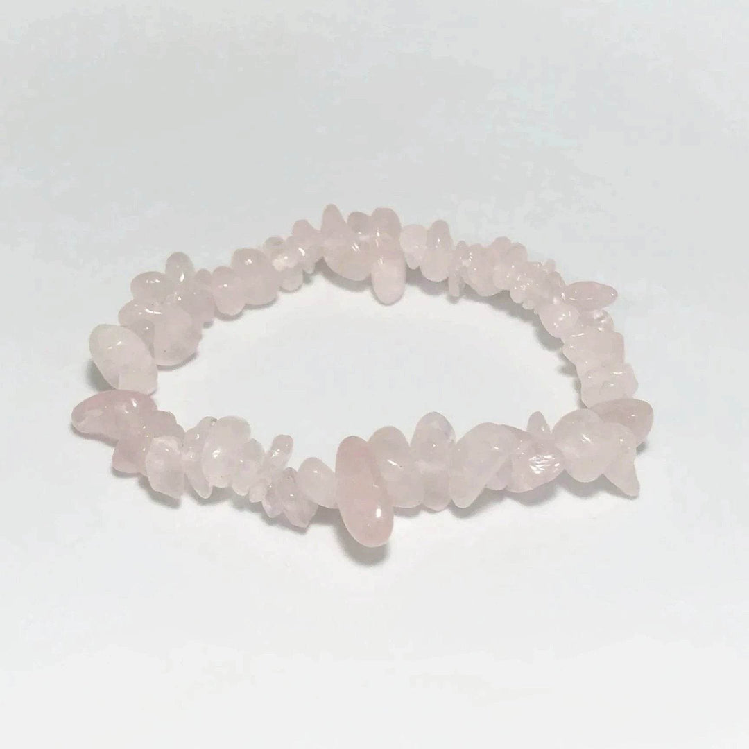 Rose Quartz Chip Beaded Bracelet - Rocks and Gems Canada