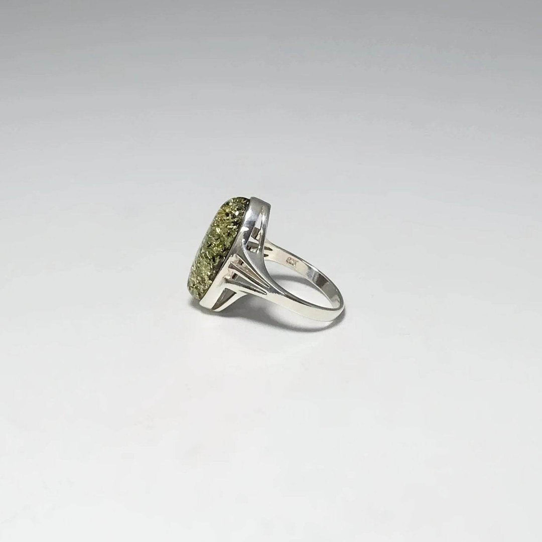 Green Amber Ring - Rocks and Gems Canada