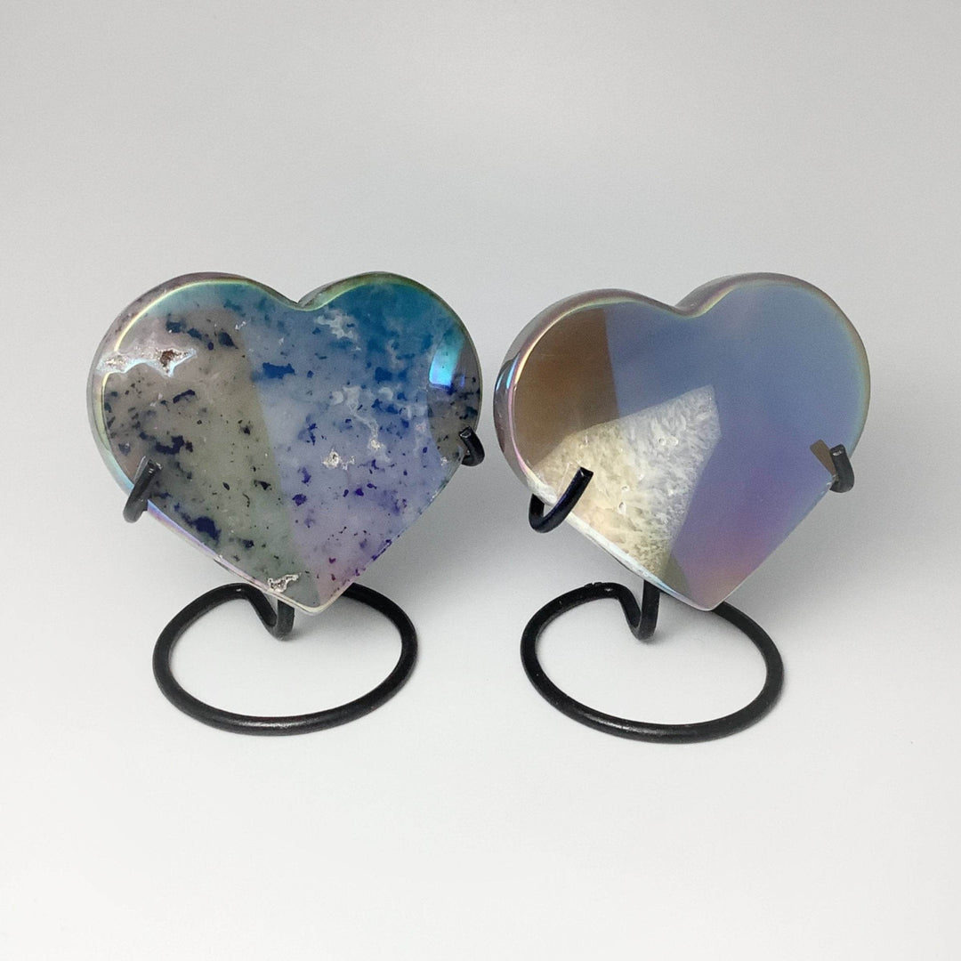 Rainbow Agate Heart on Stand - Rocks and Gems Canada
