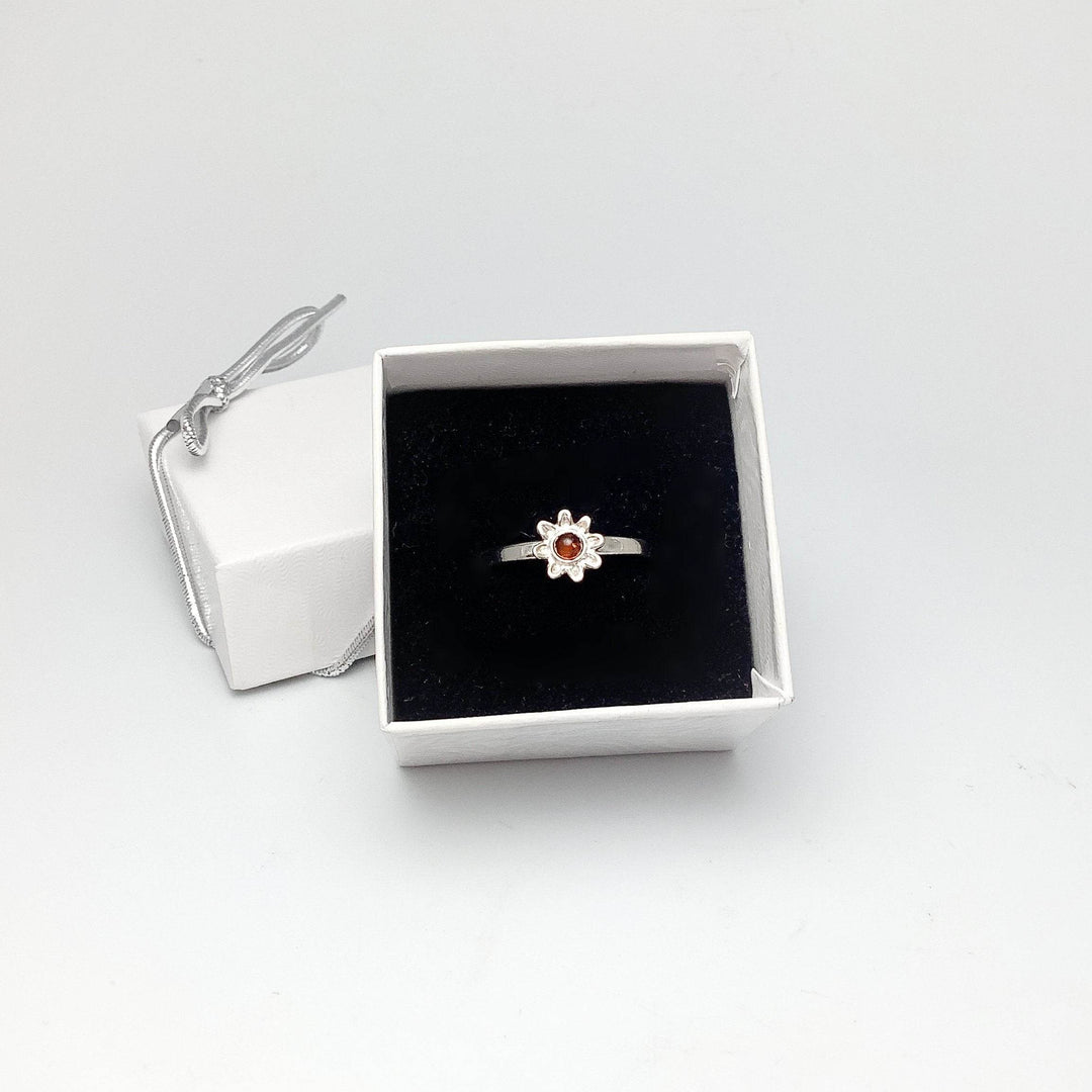 Cognac Amber Flower Ring - Rocks and Gems Canada