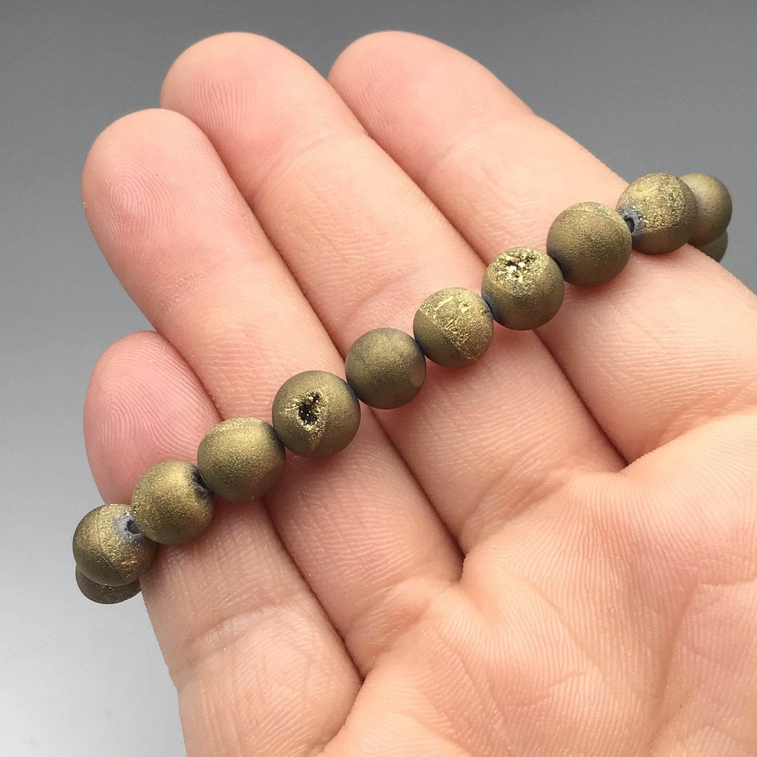Druzy Matte Gold Beaded Bracelet - Rocks and Gems Canada