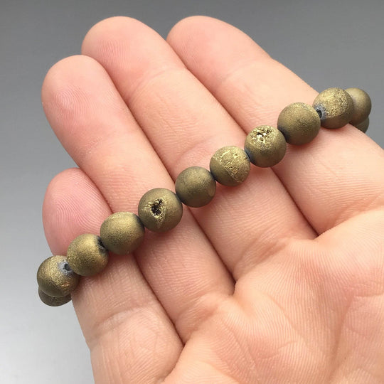 Druzy Matte Gold Beaded Bracelet - Rocks and Gems Canada