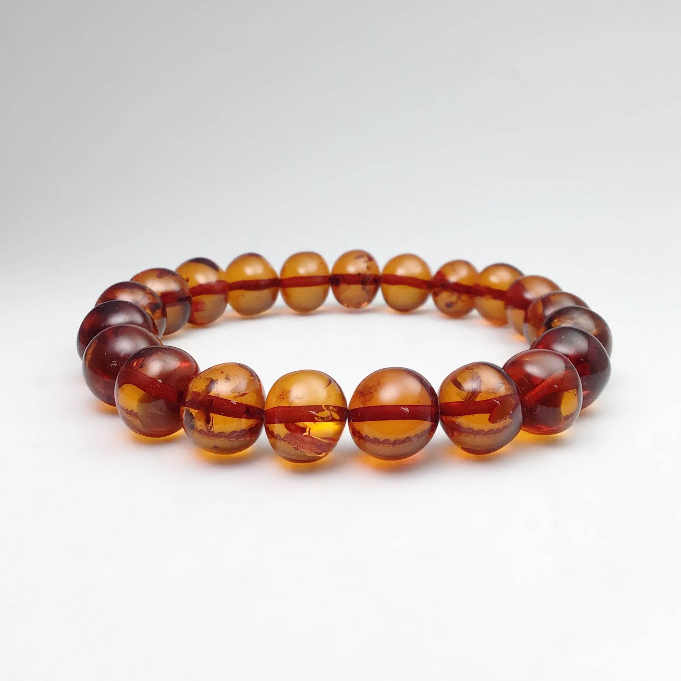Cognac Amber Beaded Bracelet - Rocks and Gems Canada