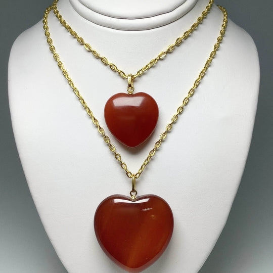 Carnelian Agate Heart Pendant - Gold Finish Bail - Rocks and Gems Canada