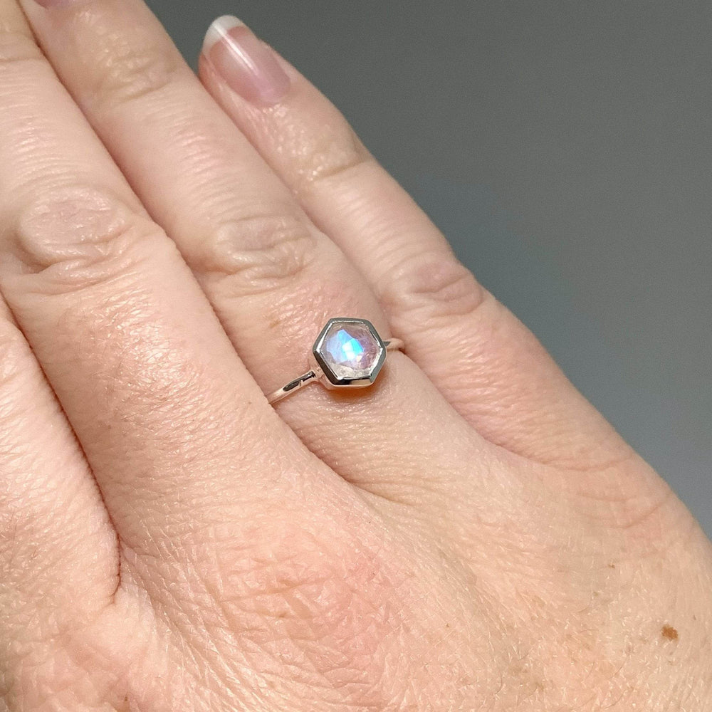 Rainbow Moonstone Ring - Rocks and Gems Canada