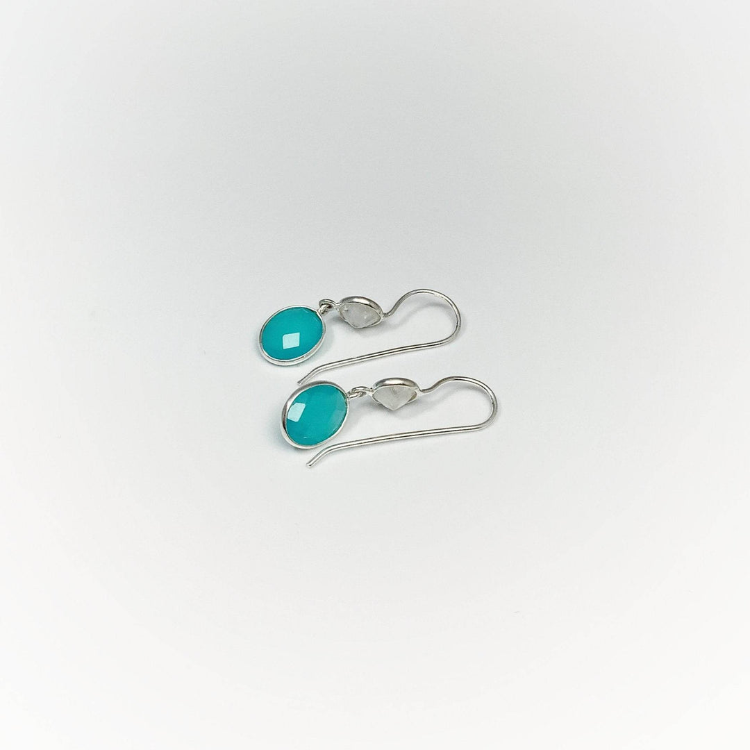 Blue Onyx and Moonstone Dangle Earrings - Rocks and Gems Canada