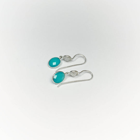 Blue Onyx and Moonstone Dangle Earrings - Rocks and Gems Canada