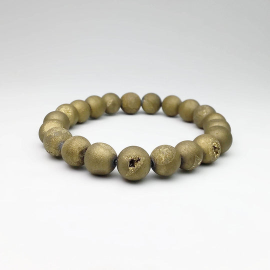 Druzy Matte Gold Beaded Bracelet - Rocks and Gems Canada