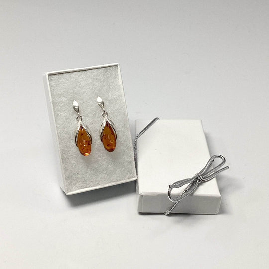 Cognac Amber Stud Earrings - Rocks and Gems Canada