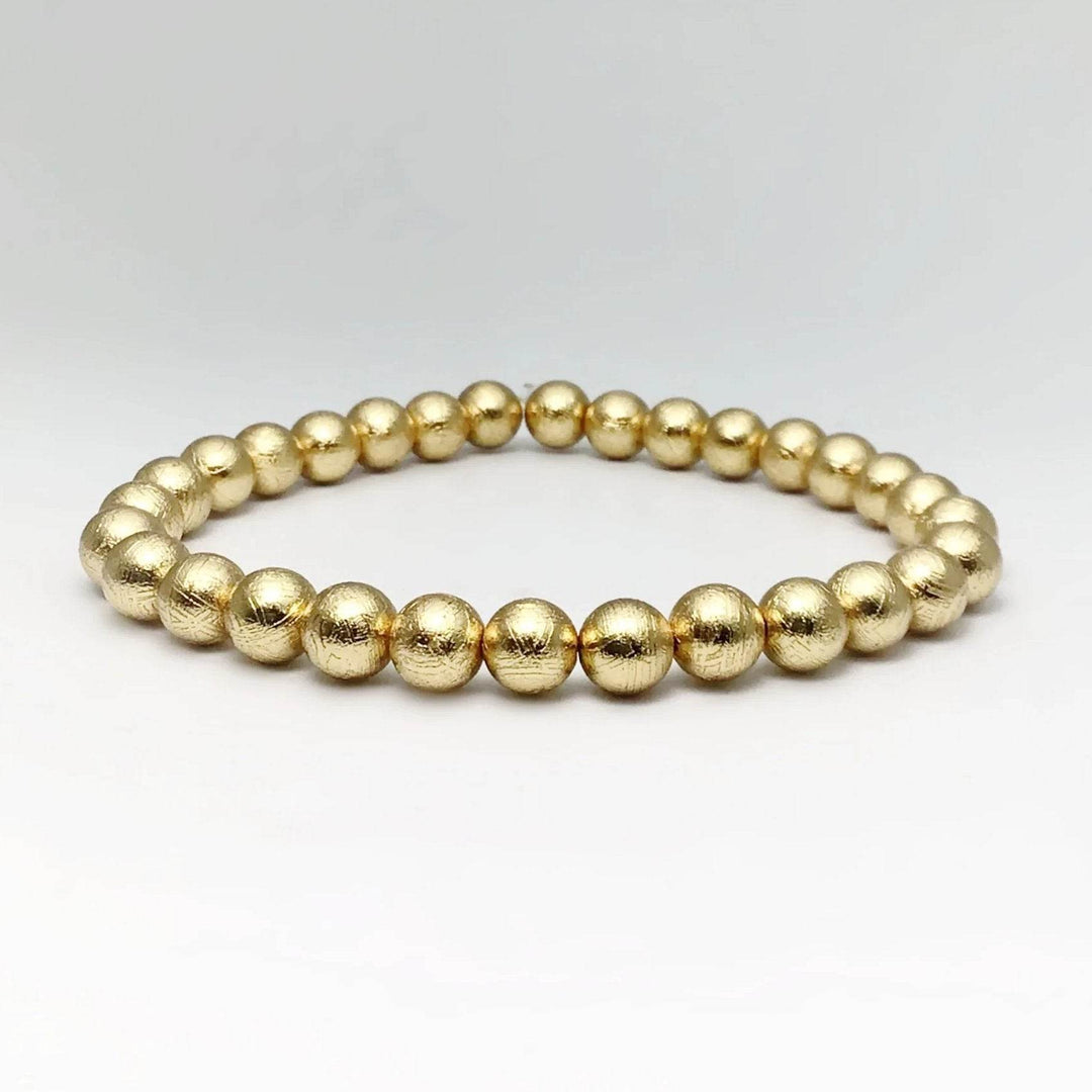 Muonionalusta Meteorite Beaded Bracelet with Gold Finish - Rocks and Gems Canada