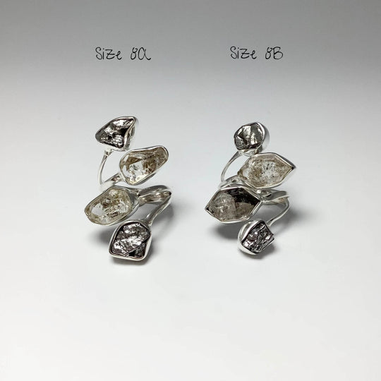 Campo Del Cielo Meteorite and Herkimer Diamond Adjustable Ring - Rocks and Gems Canada