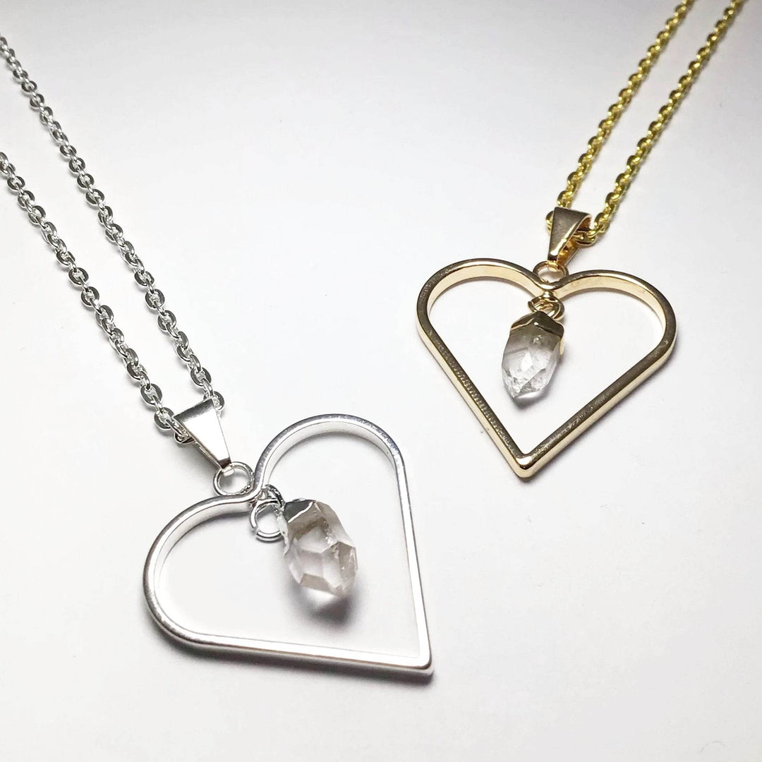 Heart Necklace with Quartz - Rocks and Gems Canada