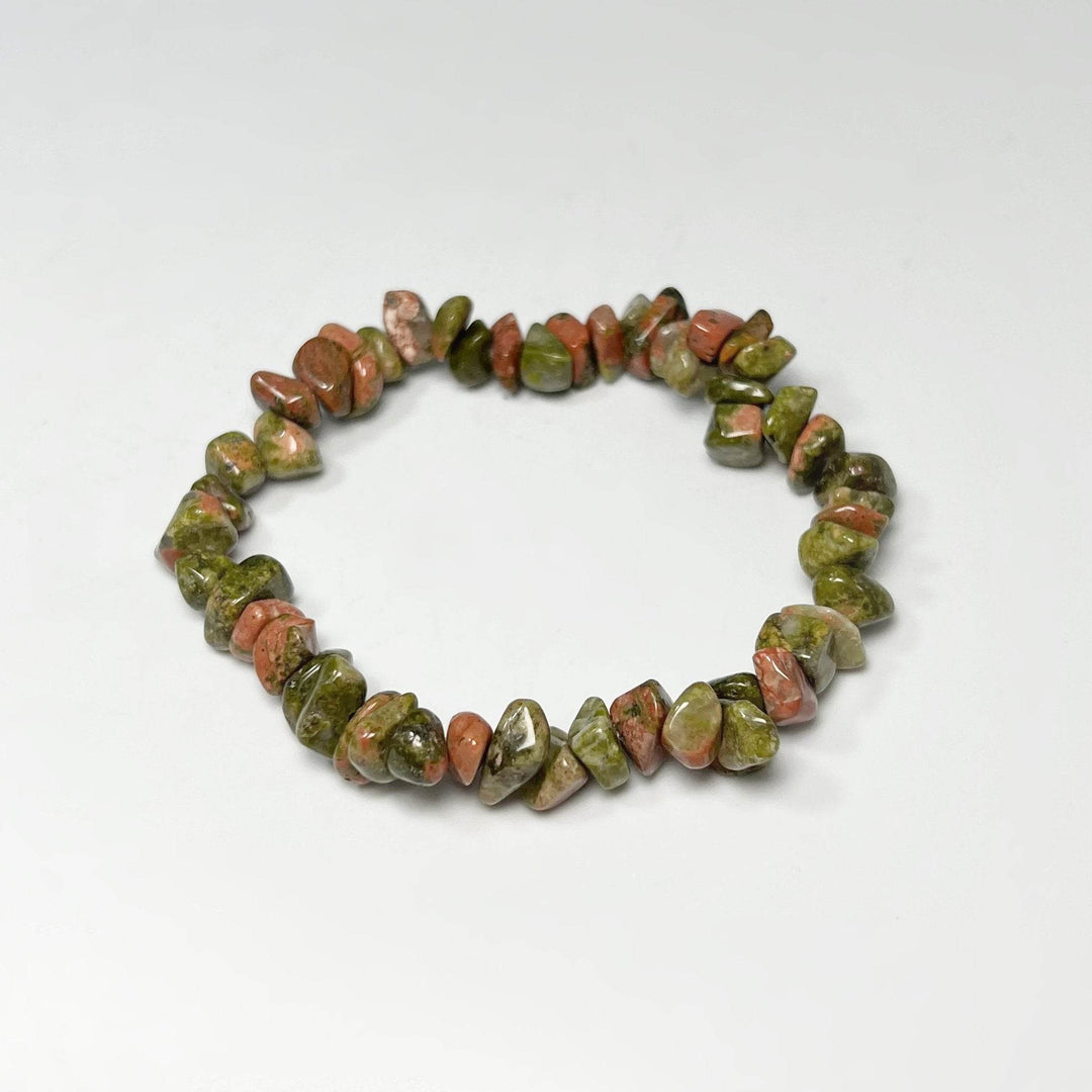 Unakite Chip Beaded Bracelet - Rocks and Gems Canada