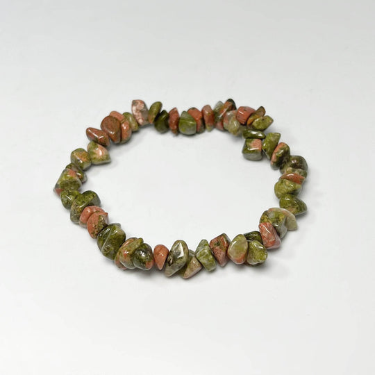 Unakite Chip Beaded Bracelet - Rocks and Gems Canada