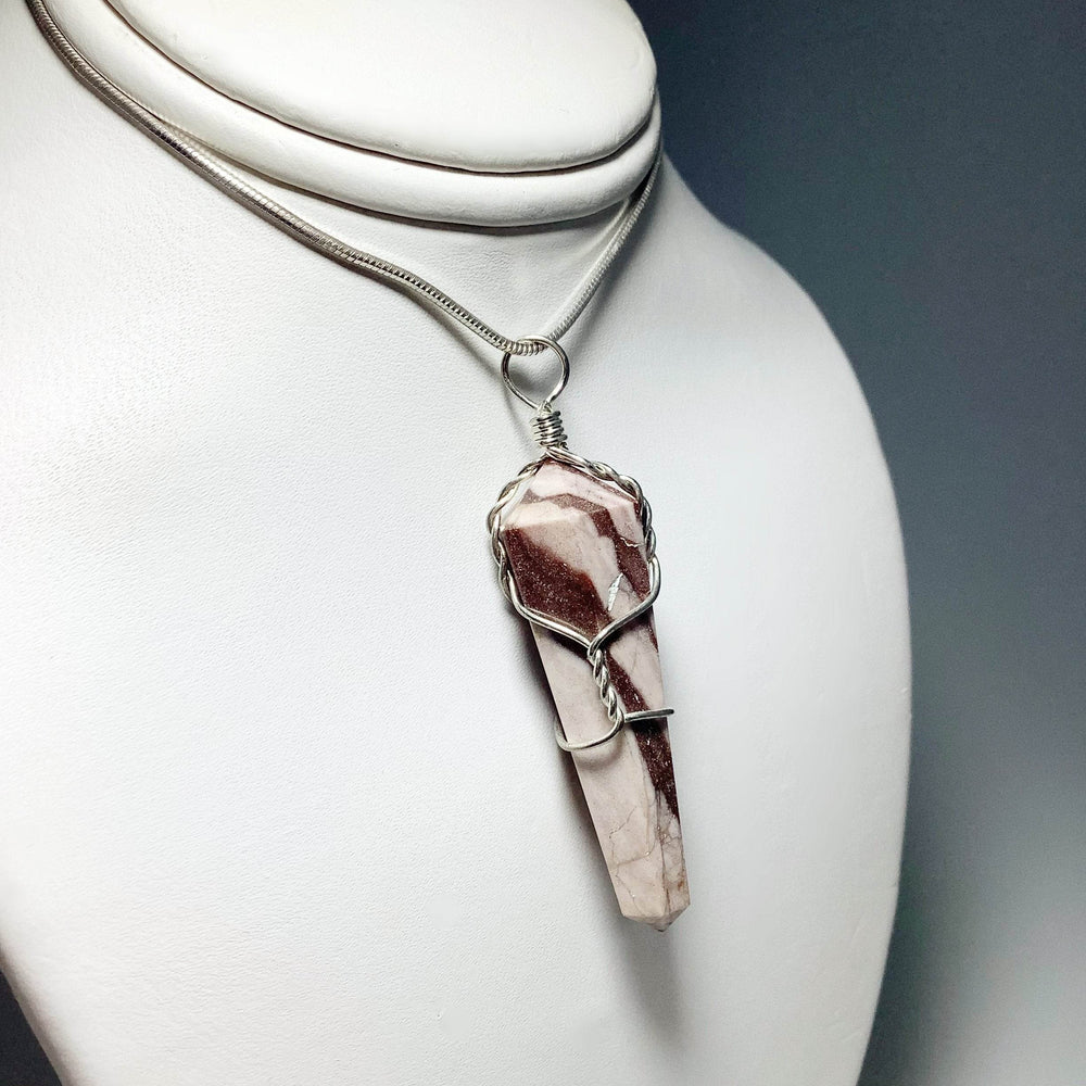 Wire Wrapped Brown Zebra Jasper Pendant - Rocks and Gems Canada