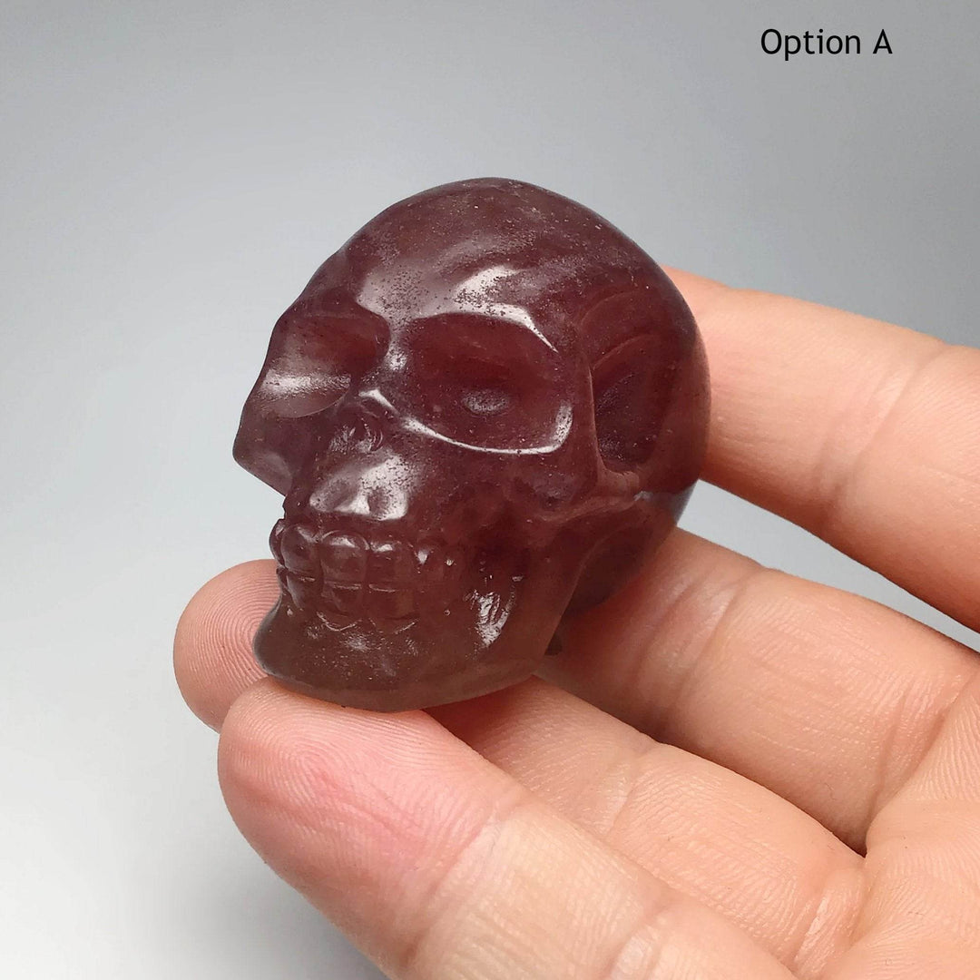 Carved Strawberry Quartz Skull - Rocks and Gems Canada