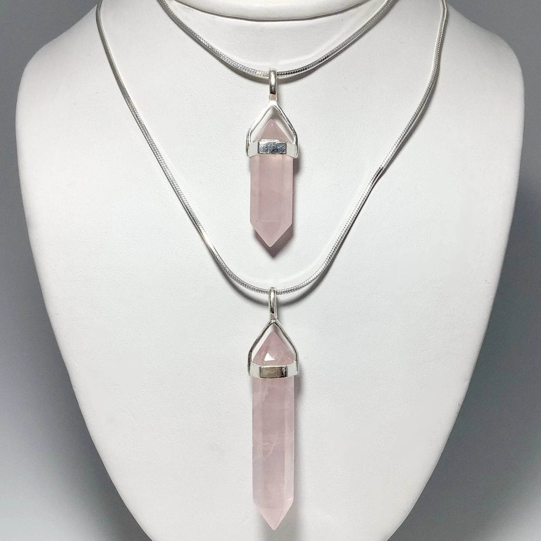 Rose Quartz Double Terminated Point Pendant - Rocks and Gems Canada