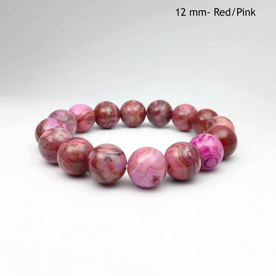 Pink Crazy Lace Agate Beaded Bracelet - Rocks and Gems Canada
