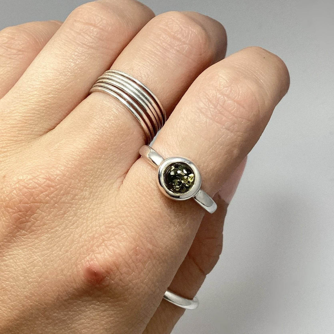 Green Amber Ring - Rocks and Gems Canada