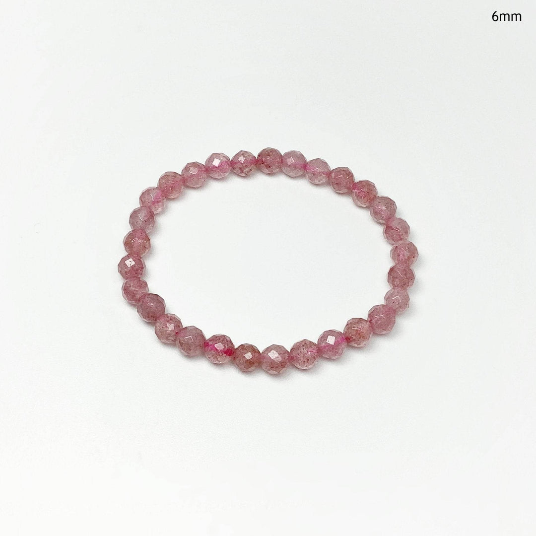 Strawberry Quartz Faceted Beaded Bracelet - Rocks and Gems Canada