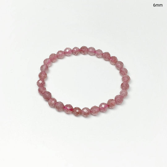 Strawberry Quartz Faceted Beaded Bracelet - Rocks and Gems Canada