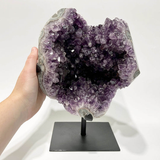 Large Amethyst Druze Cluster on Display Stand - Rocks and Gems Canada