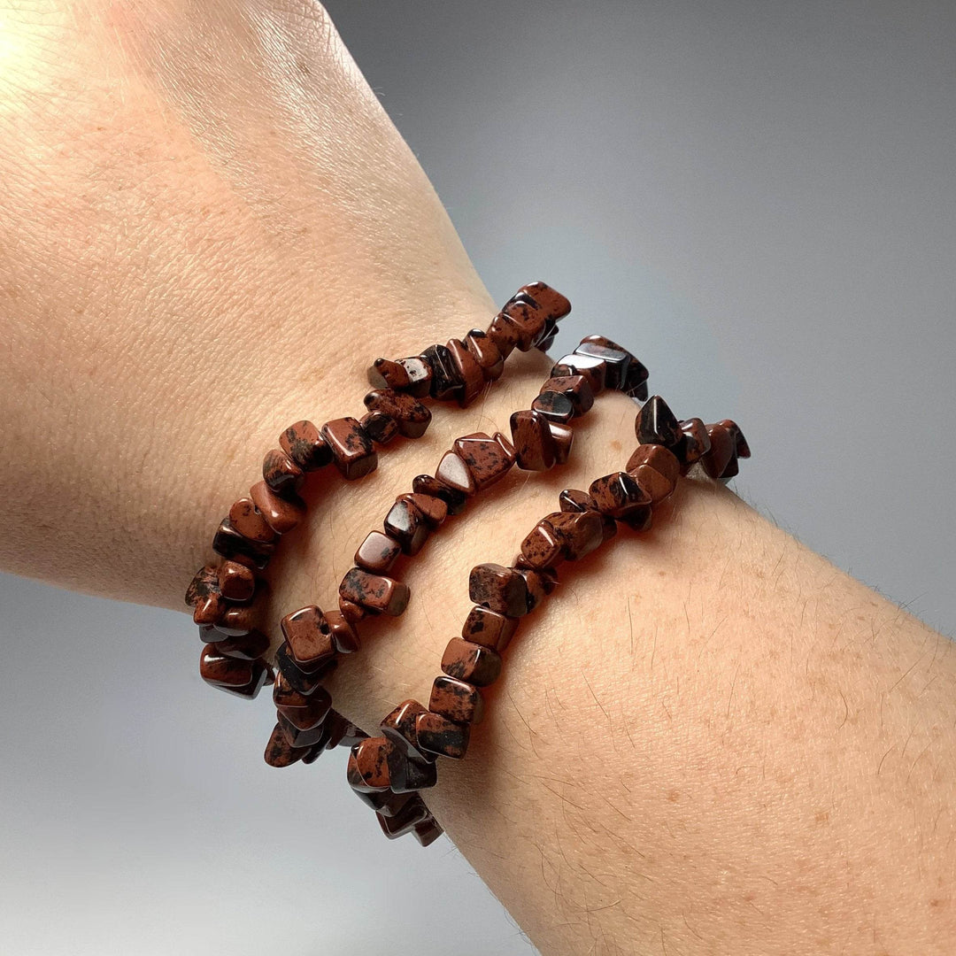 Mahogany Obsidian Chip Beaded Bracelet - Rocks and Gems Canada
