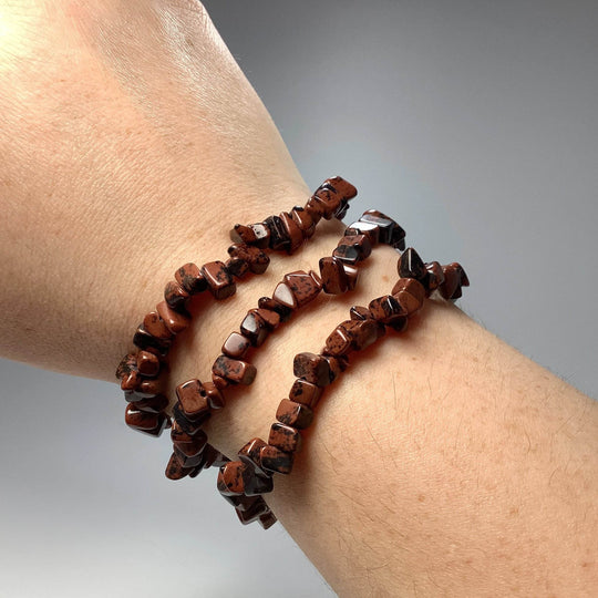 Mahogany Obsidian Chip Beaded Bracelet - Rocks and Gems Canada