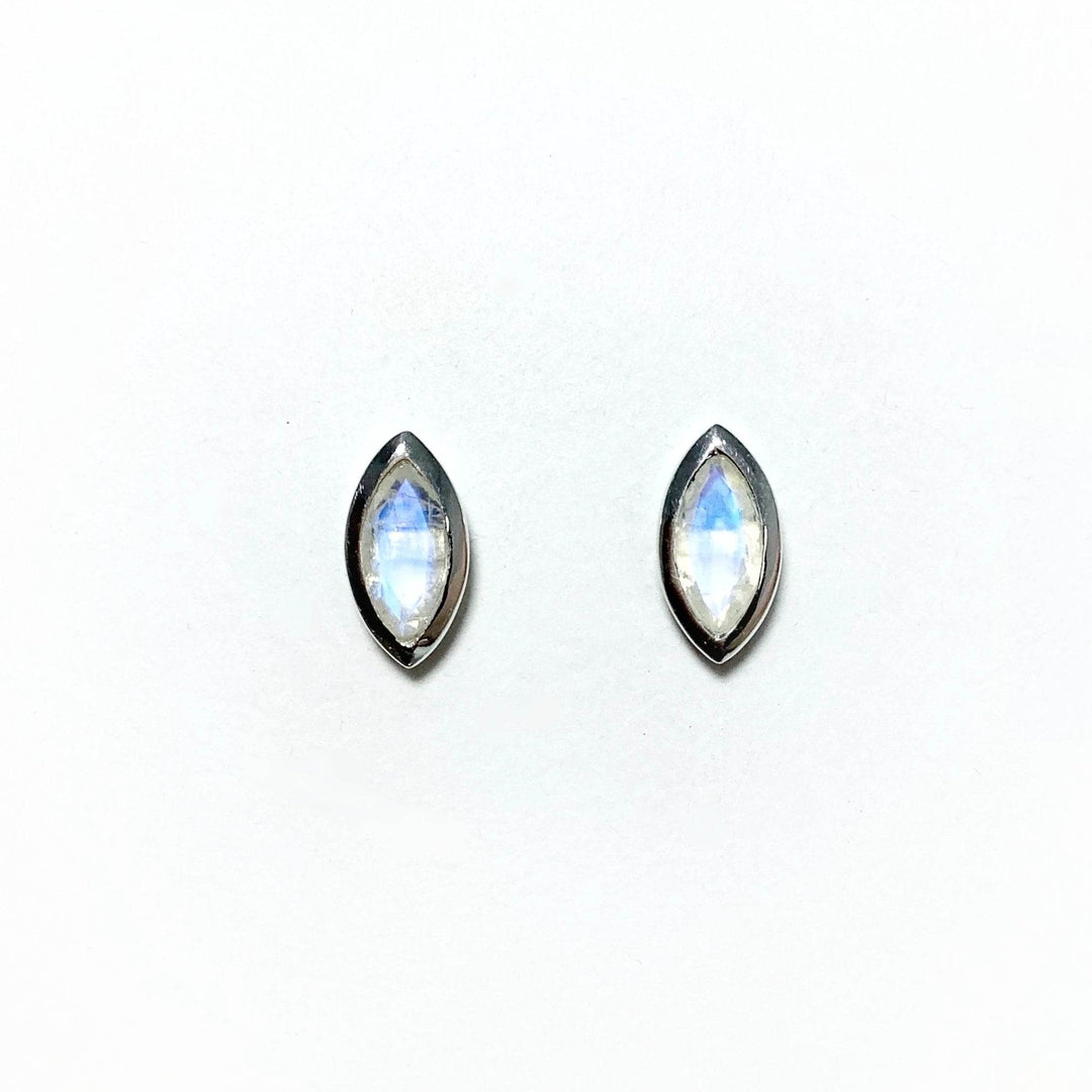 Faceted Rainbow Moonstone Stud Earrings - Rocks and Gems Canada