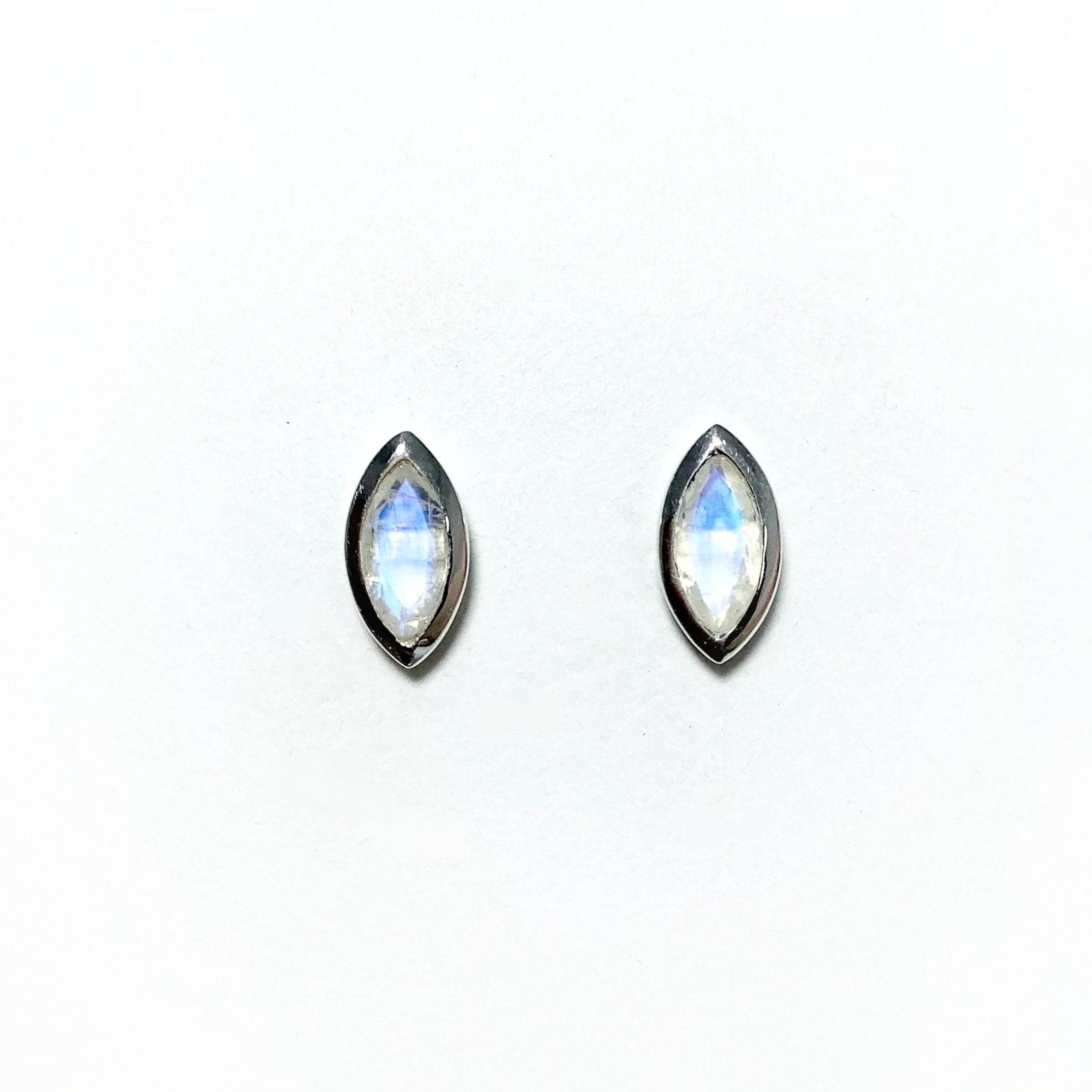 Faceted Rainbow Moonstone Stud Earrings - Rocks and Gems Canada