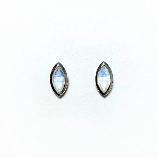 Faceted Rainbow Moonstone Stud Earrings - Rocks and Gems Canada