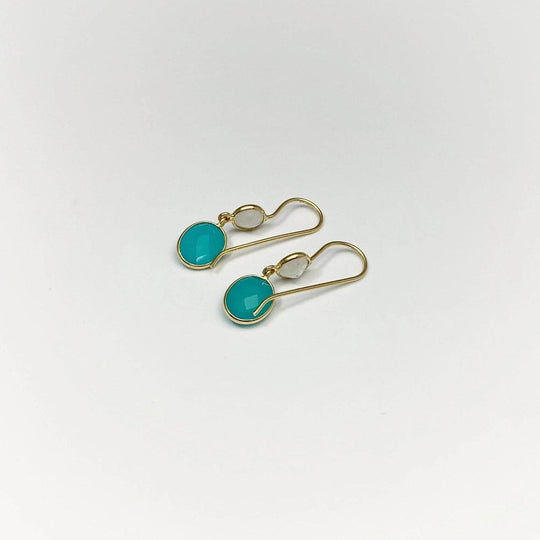 Blue Onyx and Moonstone Dangle Earrings - Rocks and Gems Canada