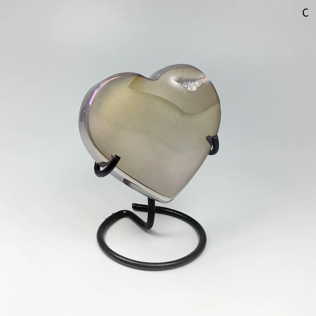 Rainbow Agate Heart on Stand - Rocks and Gems Canada