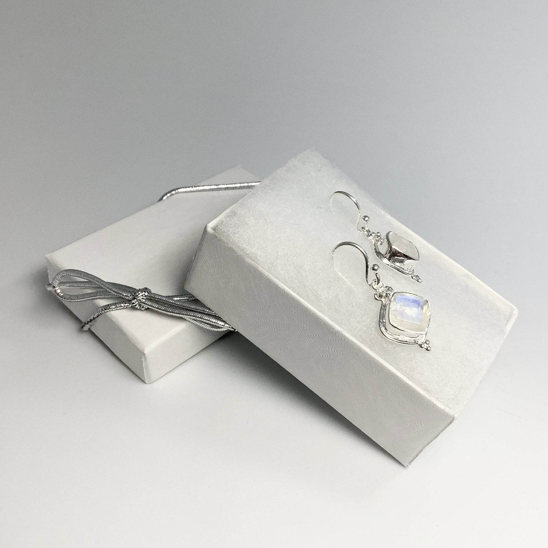 Rainbow Moonstone Dangle Earrings - Rocks and Gems Canada
