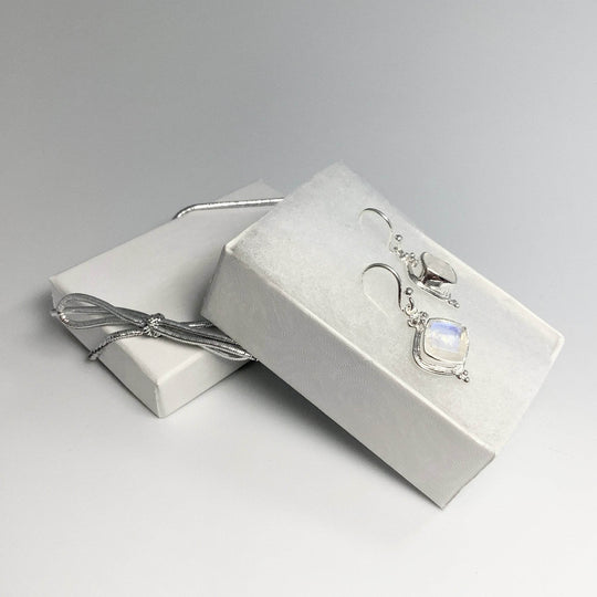 Rainbow Moonstone Dangle Earrings - Rocks and Gems Canada