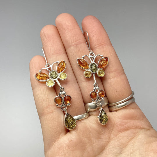 Mixed Amber Dangle Earrings - Rocks and Gems Canada