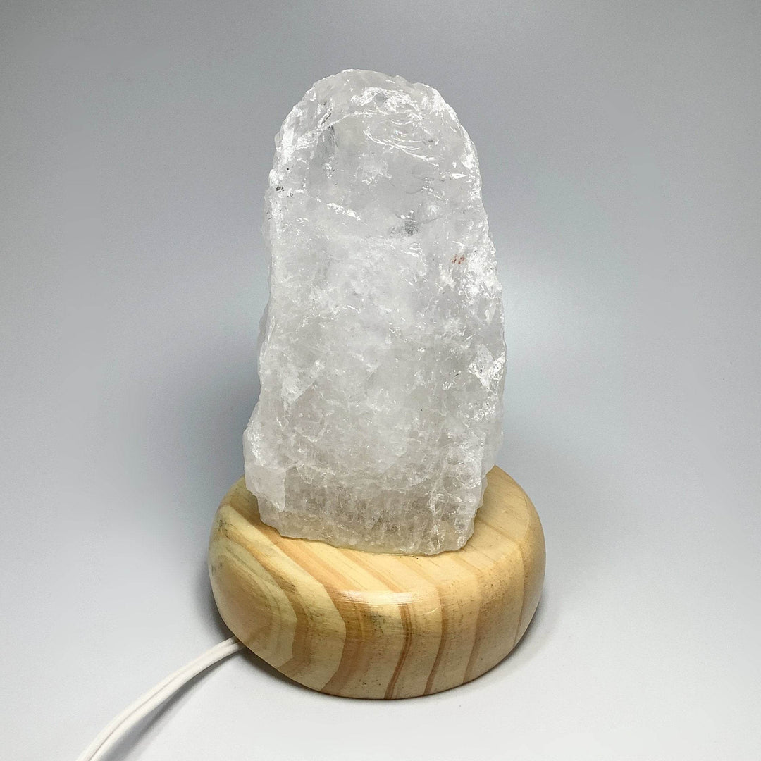 Quartz Lamp with Wooden Base - Rocks and Gems Canada