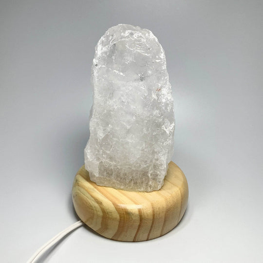 Quartz Lamp with Wooden Base - Rocks and Gems Canada