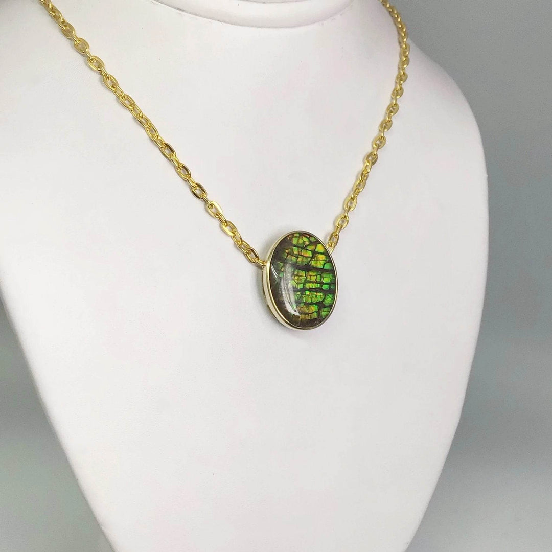 Alberta Ammolite 14K Gold Pendant - Rocks and Gems Canada