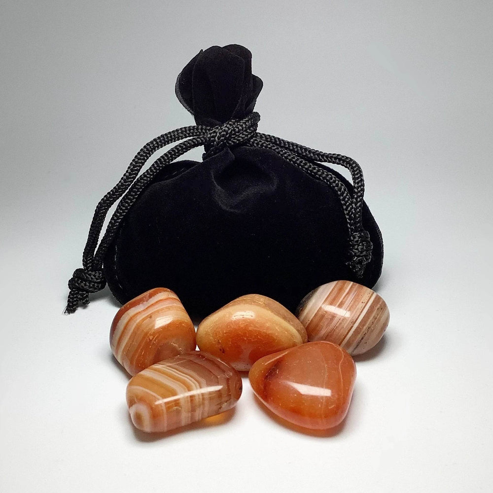 Carnelian Agate Small Tumbles Pouch - Rocks and Gems Canada