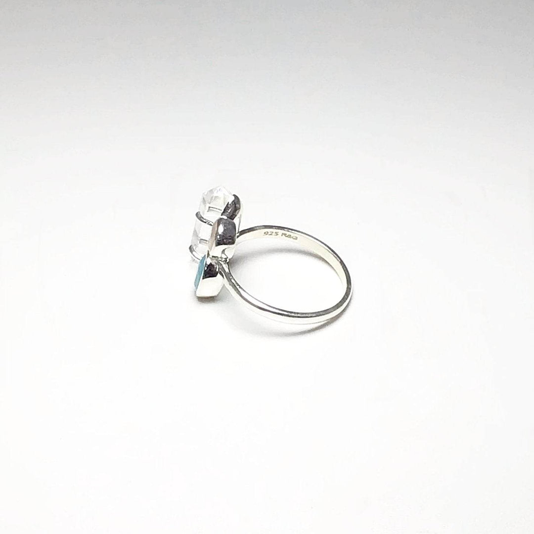 Quartz Point, Aqua Chalcedony and Rose Quartz Ring - Rocks and Gems Canada