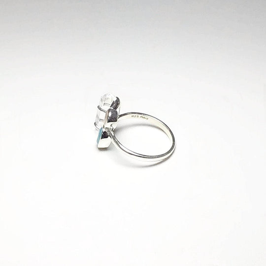 Quartz Point, Aqua Chalcedony and Rose Quartz Ring - Rocks and Gems Canada