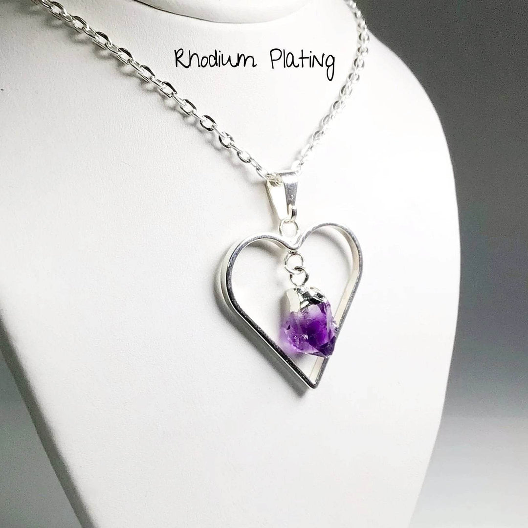 Heart Necklace with Amethyst - Rocks and Gems Canada