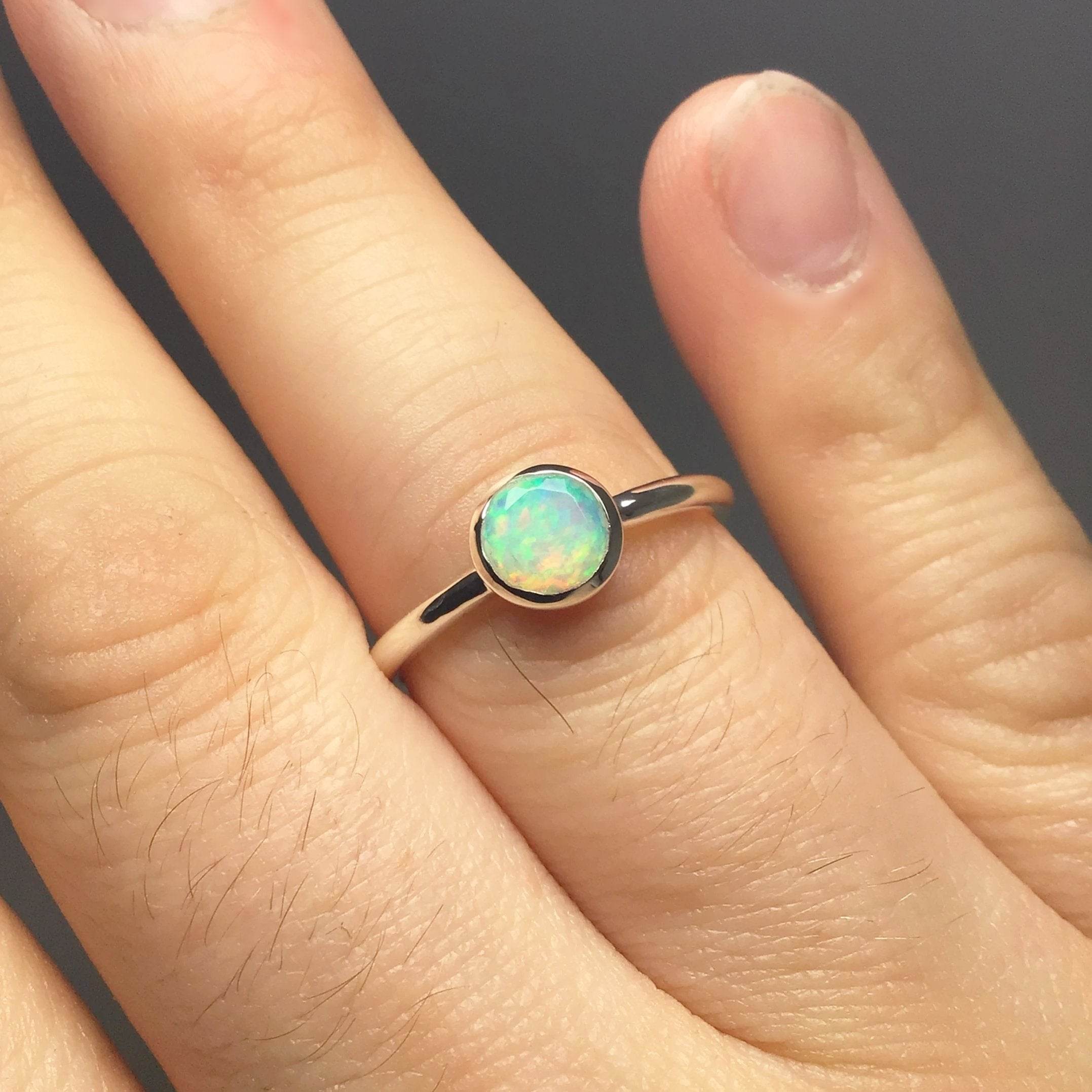 Faceted Ethiopian Fire Opal Ring - Rocks and Gems Canada